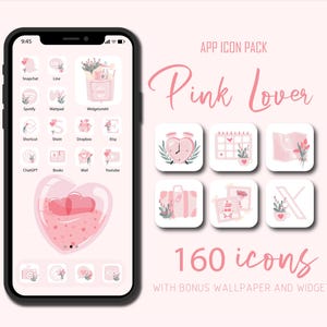 Pink lover App Icon set, Pink App Icon pack, Pink App Icon Set, iOS App Icons, Android App Icons, Social Highlight Icon, Phone Wallpaper