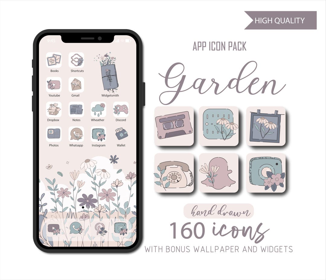 Garden App Icons, Spring App Icon Set, Ios App Icons, Flower App Icons ...