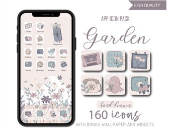 Garden App Icons: handgetekende lentethema (iOS en Android)