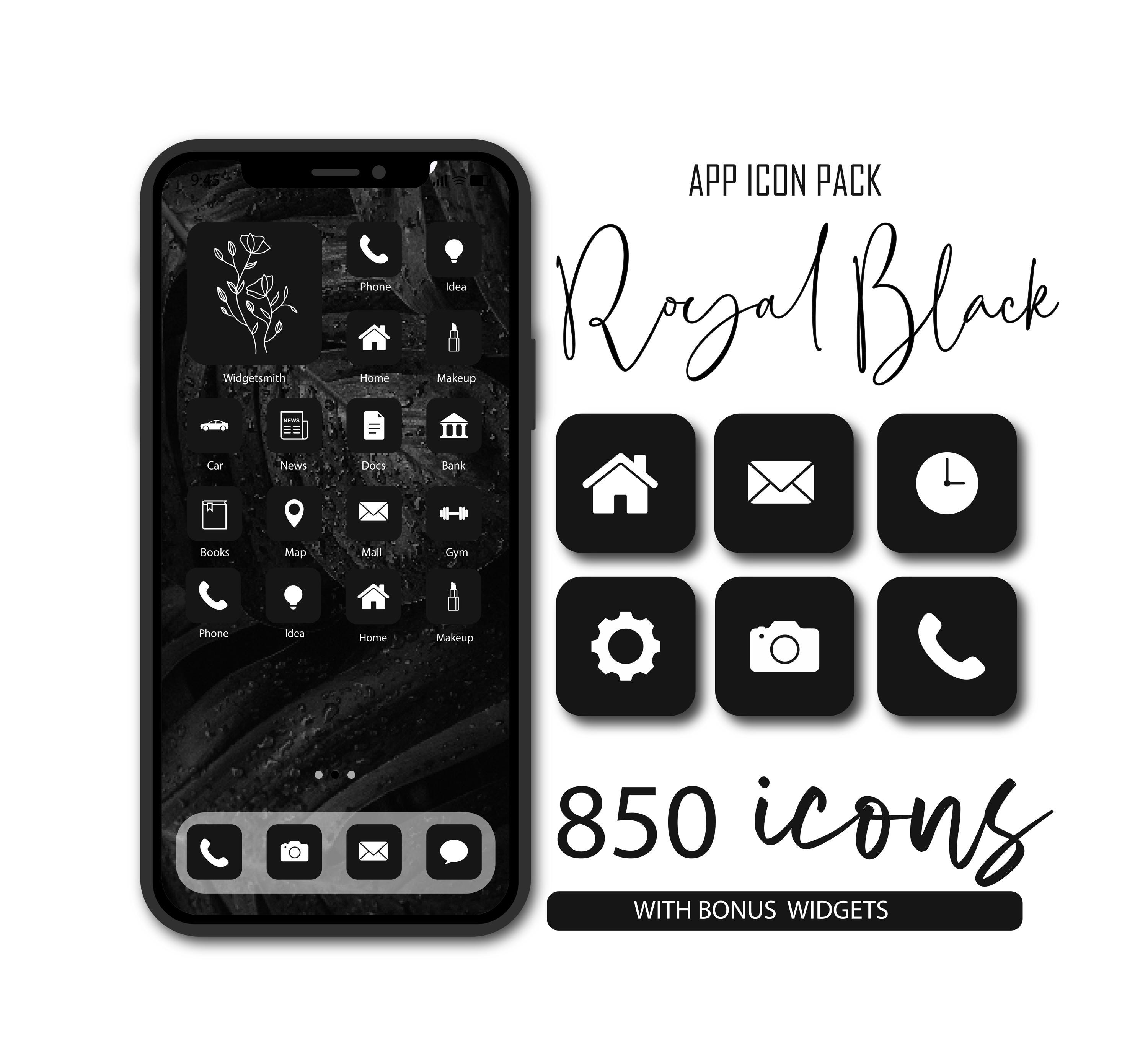 Royal Black App Icon Pack, Ios Android Icons (digital Download) - Etsy