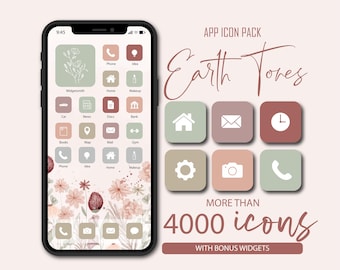 Earth Tones App Icons Set: iOS + Android, Wallpaper & Widgets (digitaler Download)