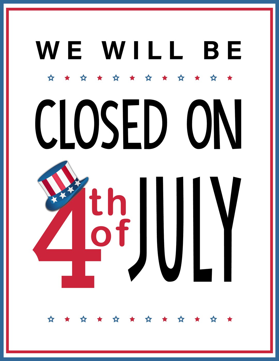 PRINTABLE Closed 4th of July Poster Closed on 4th of July - Etsy
