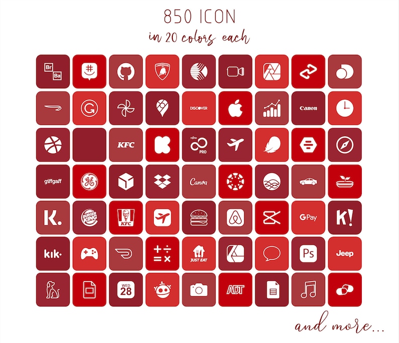 Cherry App Icons, App Icon Set, Ios App Icons, Pink App Icons, Android