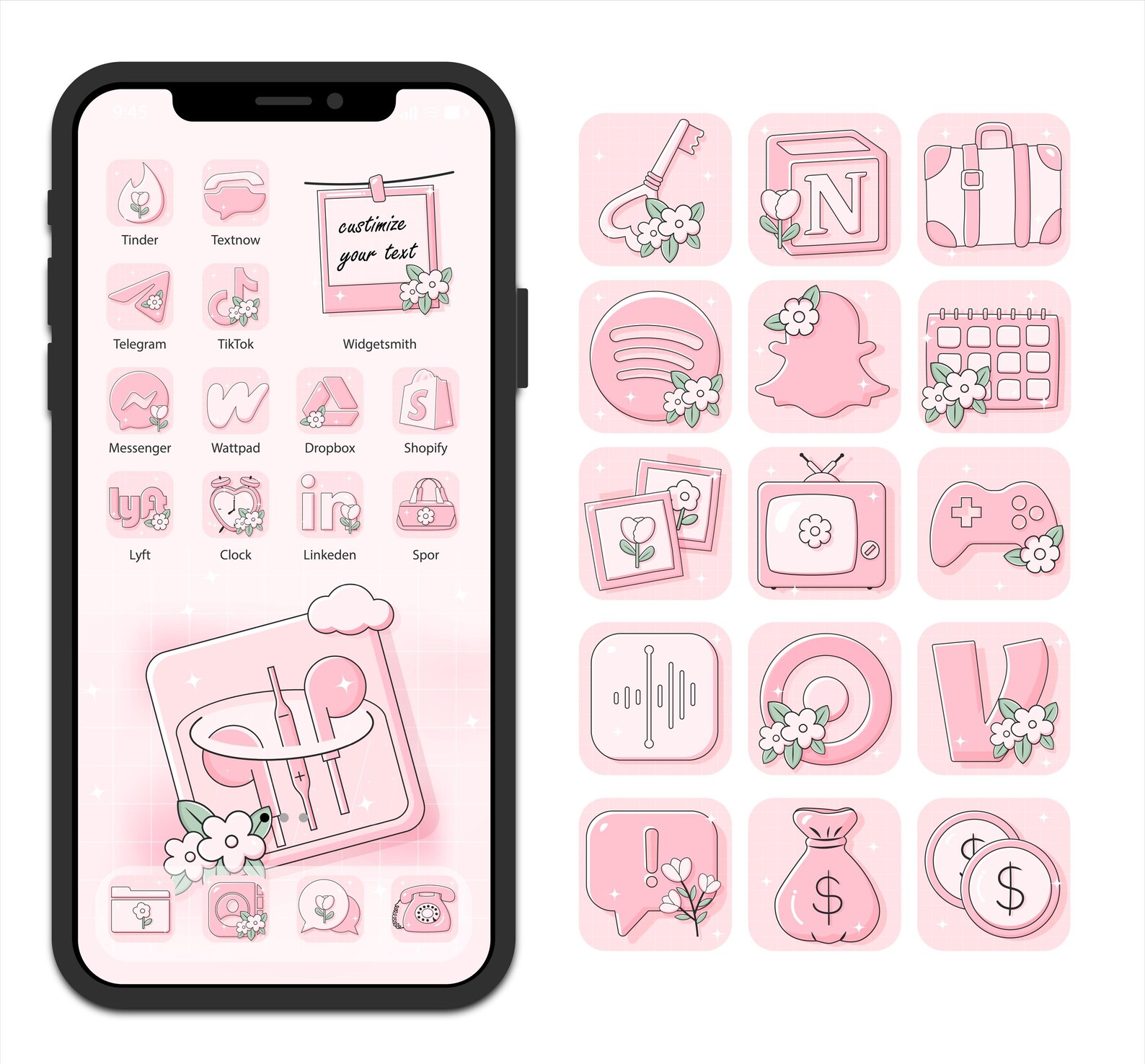 Pink Dream App Icon Set: 160 Ios Android Icons, Wallpapers & Widgets ...