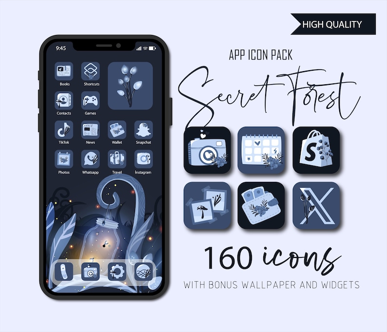 Secret Forest App Icon Set: 160 Hand-drawn Icons, Wallpaper & Widgets ...