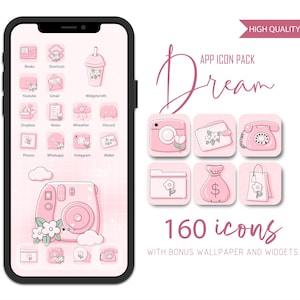 Pink Dream App Icon set, Pink App Icon pack, Pink App Icon Set, iOS App Icons, Android App Icons, Social Highlight Icon, Phone Wallpaper