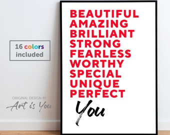 Poster "You" | Positive poster, motivational & inspirational | Original wall art decor | Colorful modern poster | Gift idea | Art is You