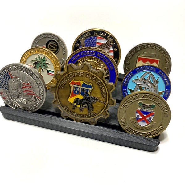 9 Coin Display, 3 Rows | Challenge Coin Holder | Military Veteran Coin | Police Fire Department | Poker Chip | Sobriety Chip | Geo Coin