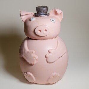 Pink Pig Cookie Jar – Handmade Ceramic Snack Jar, Whimsical Farm Animal Keepsake Jar, Cute Stoneware Snack Container, Ceramic Pig, Pig Jar