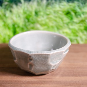 Rough-Cut Celadon Porcelain Bowl – Handmade, Wheel-Thrown, Light Green Bowl, Small Bowl, Unique Ceramic Bowl, Tactile Stoneware, Dip Bowl