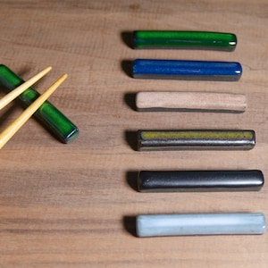 Set Of Thin Chopstick Rests – Handmade Slender Ceramic Pen & Paintbrush Holder, Rectangular Knife Rest, Stoneware Utensil Place Setting