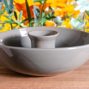 Celadon Chip & Dip Bowl – Wheel-Thrown Stoneware Appetizer Bowl, Veggie And Dip Ceramic Server, Party Combo Platter, Light Green Dip Tray