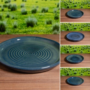 Shallow Ceramic Sauce Dishes – Wheel-Thrown Stoneware Condiment Plates, Banchan & Okazu Dishes, Little Trinket Holder, Small Spiral Dish