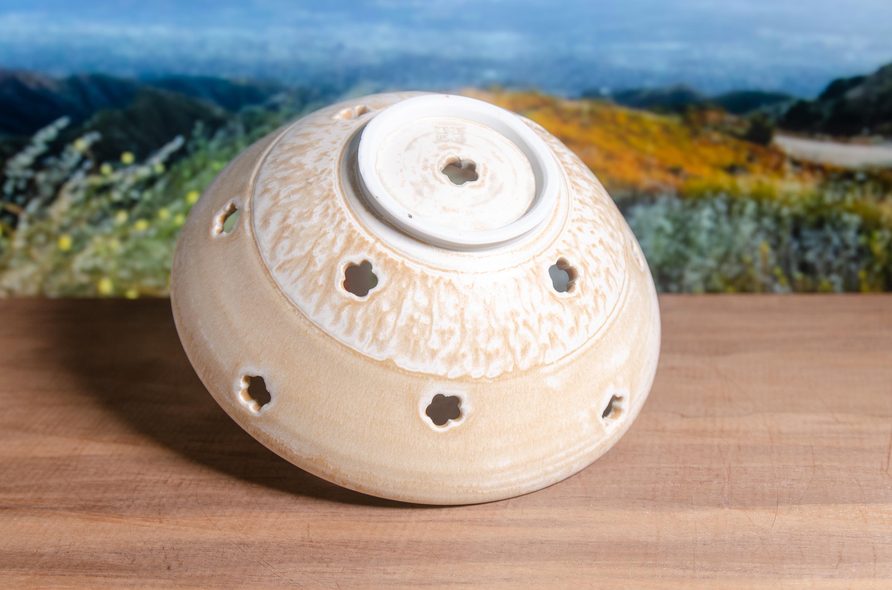 Mini Cream & Tan Berry Bowl – Wheel-thrown Porcelain Strainer, Neutral ...