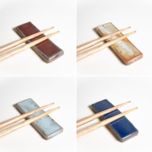Set Of Speckled Clay Chopstick Rests/Pen & Paintbrush Holders/Knife Rests – Ceramic Tableware, Rectangle Block Utensil Rest, Stoneware