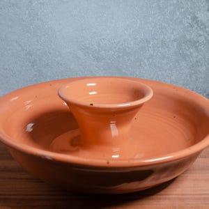 Orange Speckled Clay Chip & Dip Bowl – Wheel-Thrown Stoneware Appetizer Bowl, Veggie And Dip Ceramic Platter, Party Server Bowl, Dip Tray