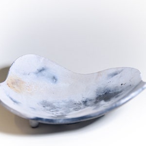 Black & White Raku Dish – Decorative Pit-Fired Raku Plate, Fine Art Centerpiece Display, Organic Material Ceramic, Neutral Interior Design