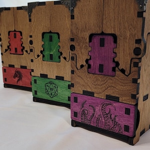 Handcrafted Dice & Game Card Storage Box - Unique Mechanism - Ideal for DnD, MTG, TCG Players