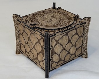 Handmade Dragon Design Wooden Box - Celtic & Norse Inspired Keepsake Container