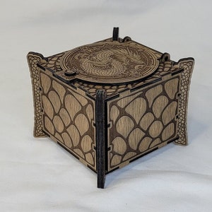 Handmade Dragon Design Wooden Box - Celtic & Norse Inspired Keepsake Container