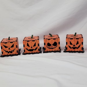Handmade Jack O&#39; Lantern Tea Light Holder - Unique Halloween Pumpkin Faces