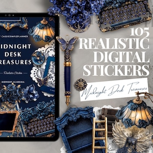 Kit di adesivi digitali realistici / Tesori della scrivania di mezzanotte