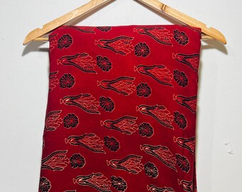 Ajrakh Print Rayon Fabric by Meter, Soft Dressmaking Material