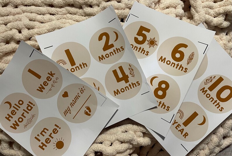 Boho Baby Milestone Sticker Printable – Neutral Monthly Stickers for ...
