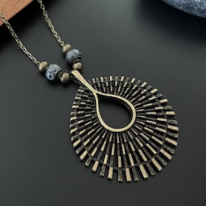 Boho Necklaces for Women, Bronze Large Necklaces, Bohemian Antique Gold Necklaces , Statement Pendants, Ethnic Necklaces, Boho Jewellery Uk