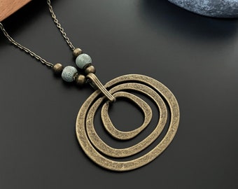 Boho Necklaces for Women, Bronze Large Necklaces, Bohemian Antique Gold Necklaces, Statement Pendants, Ethnic Necklaces, Boho Jewellery Uk