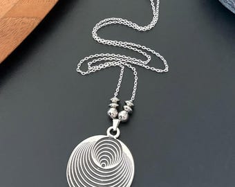 Boho Necklace for Women, Silver Plated Pendant, Bohemian Necklace, Choker Necklace Boho Jewelry, Statement Necklace, Spiral Pendant, Gift