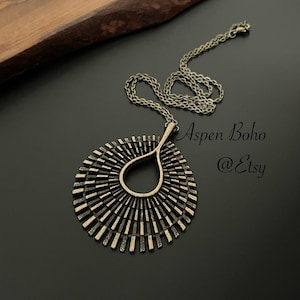 Boho Necklaces for Women, Bronze Large Necklaces, Bohemian Antique Gold Necklaces, Statement Pendants, Ethnic Necklaces, Boho Jewellery Uk