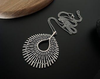 Boho Necklace for Women, Long Necklaces, Bohemian Antique Silver Necklace, Statement Pendant, Choker, Ethnic Necklace, Boho Jewelry, Gift