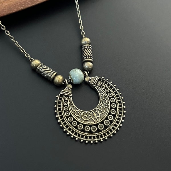 Boho Long Necklace, Women's Long Necklaces, Antique Bronze Necklaces, Bohemian Necklaces, Long Beaded Necklace, Ladies Gift, Boho Jewellery