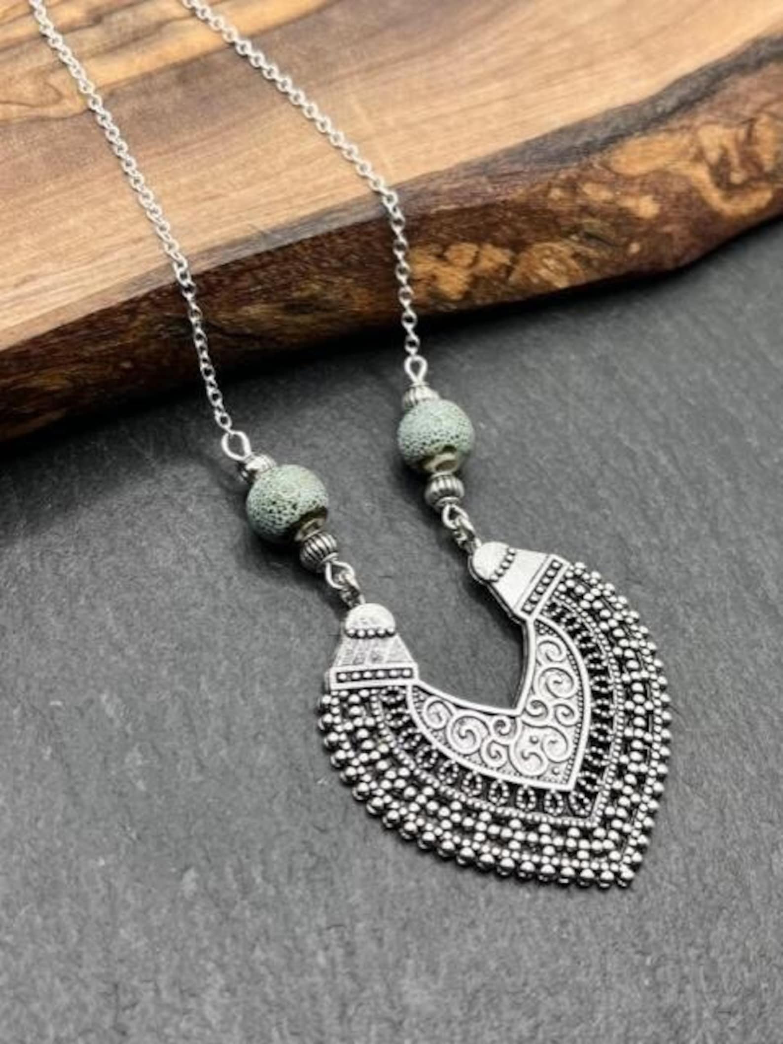 Boho Necklace Women's Long Necklaces Silver Ethnic Etsy