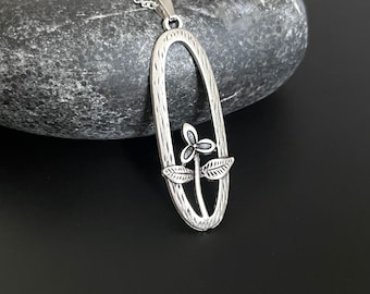 Boho Flower Necklace, Silver Plated Pendant, Bohemian Necklace, Silver Charm Necklace, Choker Necklace, Boho Jewelry, Gift for Her
