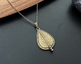 Boho Necklace for Women, Teardrop Bronze Necklace, Antique Bronze Pendant, Bohemian Necklace, Choker, Pendant Necklace, Boho Jewelry, Gift