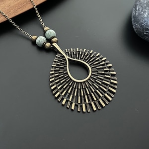 Boho Necklaces for Women, Bronze Large Necklaces, Bohemian Antique Gold Necklaces , Statement Pendants, Ethnic Necklaces, Boho Jewellery Uk image 1