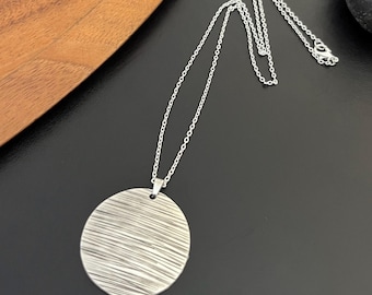 Boho Circular Necklace for Women, Silver Plated Pendant, Silver Charm Necklace, Bohemian Necklace, Minimalist, Choker, Boho Jewelry, Gift