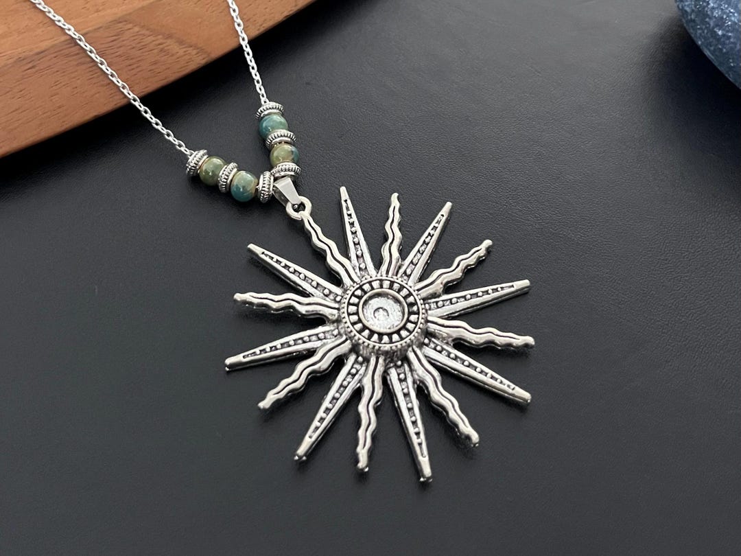 Boho Sun Necklace, Large Sun Pendant, Bohemian Sun Pendant, Statement