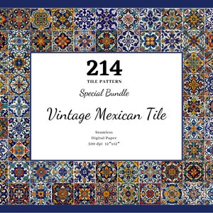 vintage Mexican Talavera Tiles Huge Bundle, Mexican Tiles Digital Download, Colorful Tiles, Floral vintage Tiles, Commercial License