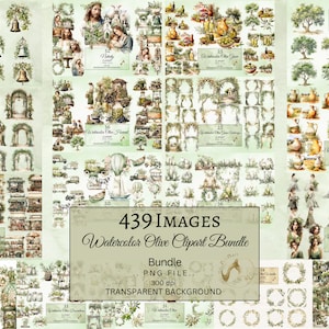 Pacchetto Clipart di ulivi ad acquerello, 439 immagini, Clipart di ulivi ad acquerello, rami di ulivo, foglie di ulivo, Clipart di nozze, decorazione di nozze