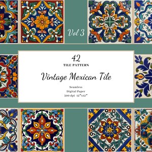 Intricate Mexican Talavera Tiles, Mexican Tiles Digital Download, Colorful Tiles, Floral Vintage Tiles, Dirty Tiles, Commercial License