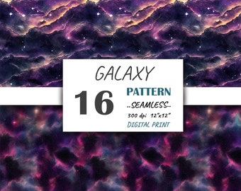 Galaxy Night Digital Paper, Seamless Celestial Textures (Digital Download)