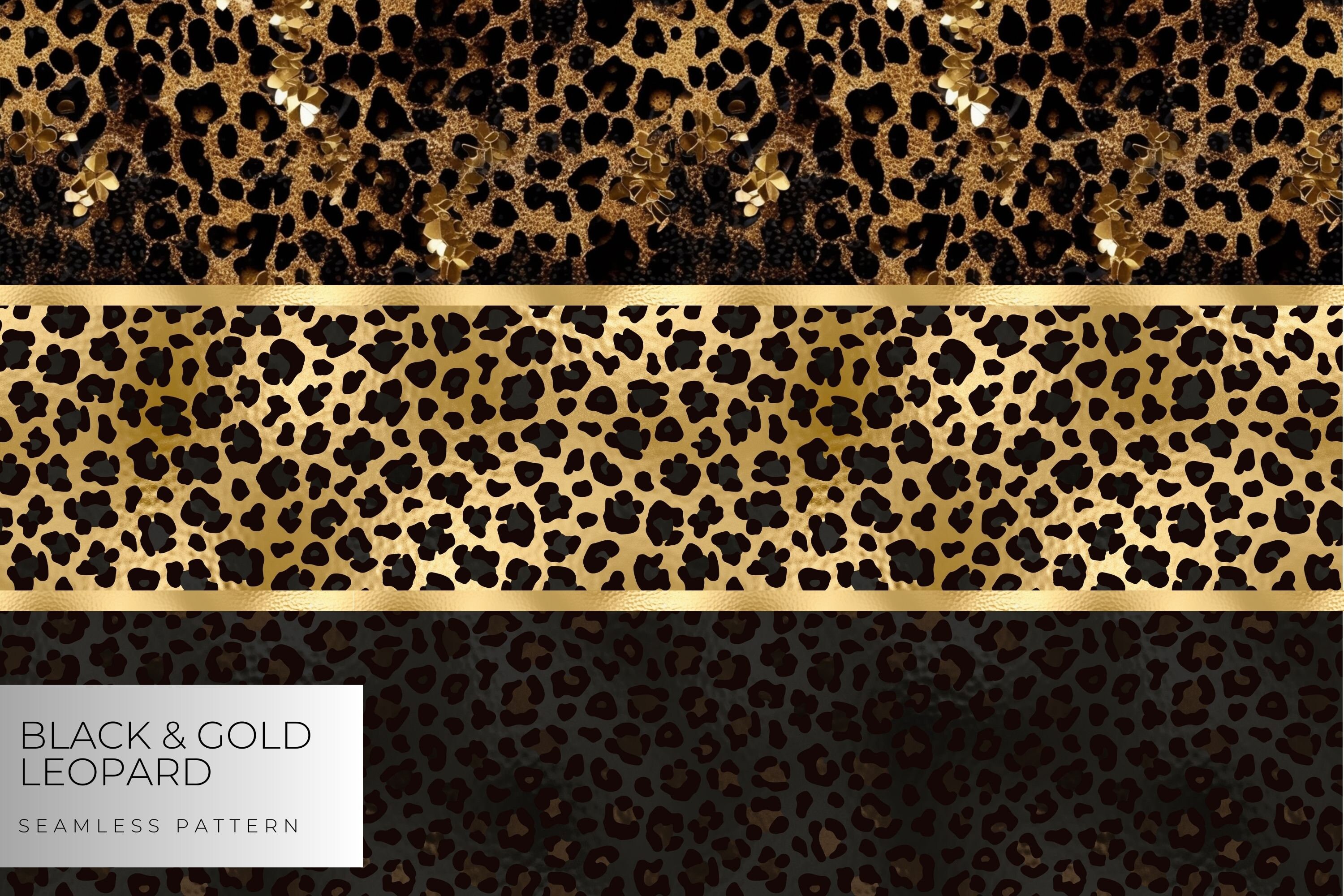 Black and Gold Leopard Digital Paper, Seamless Cheetah Skin (digital ...
