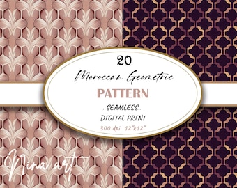 Moroccan Seamless Digital Paper, Light & Dark Tile Patterns (digital ...