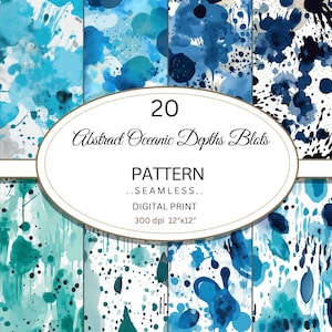 Papel digital abstracto azul profundo oceánico, patrón abstracto sucio, papel de scrapbooking, tonos azules, papel de fondo, uso comercial