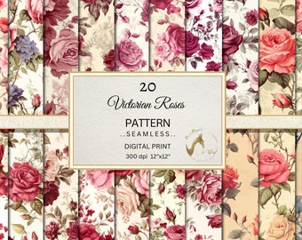 Carta digitale Victorian Rose, scrapbooking, sfondo floreale (download digitale)