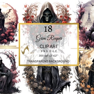 Sensenmann Sublimation Clipart, Sensenmann PNG, Aquarell Illustration, Reaper PNG Digitaldruck, Digitaler Download, Engel des Todes PNG