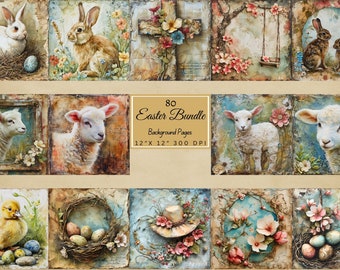 Easter Junk Journal Kit, Vintage Spring Paper, 80 Pages (digital ...